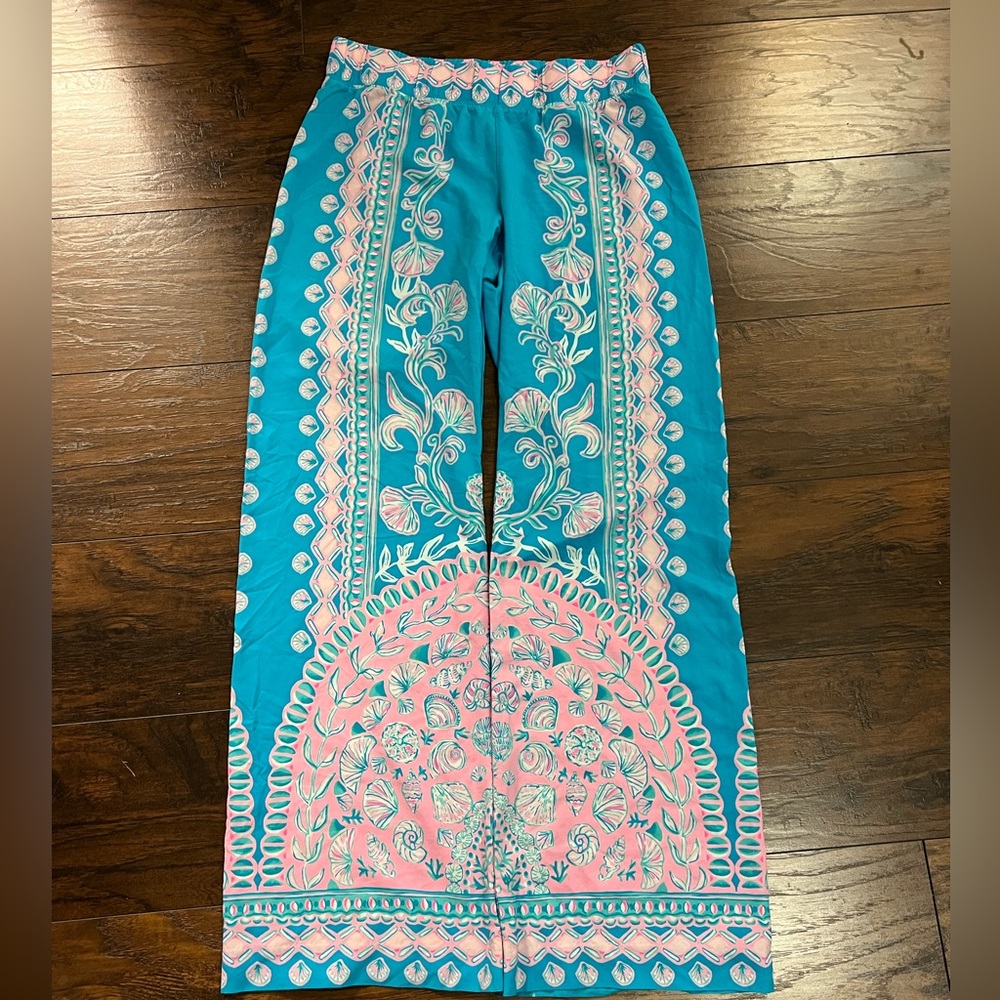 Lilly Pulitzer Palazzo Blue and Pink Patterned Pants